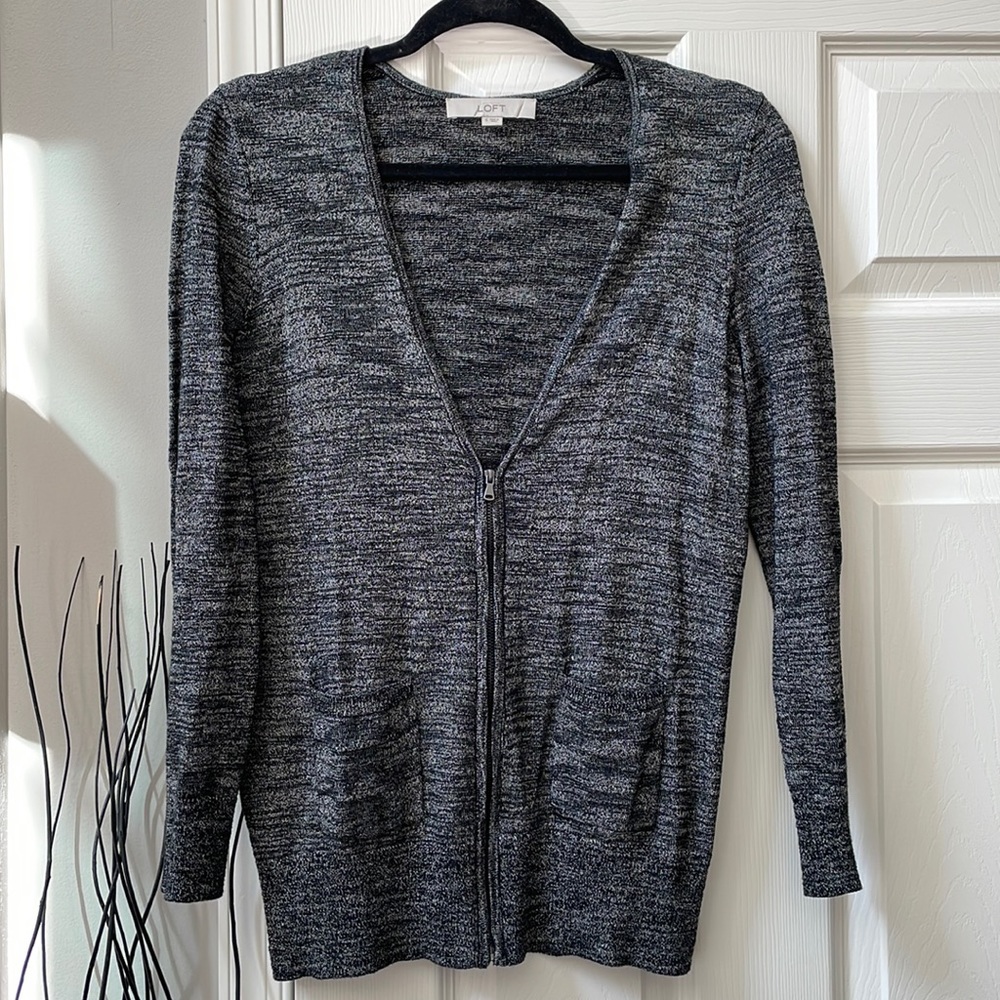 Loft Zip-Up Black Sweater